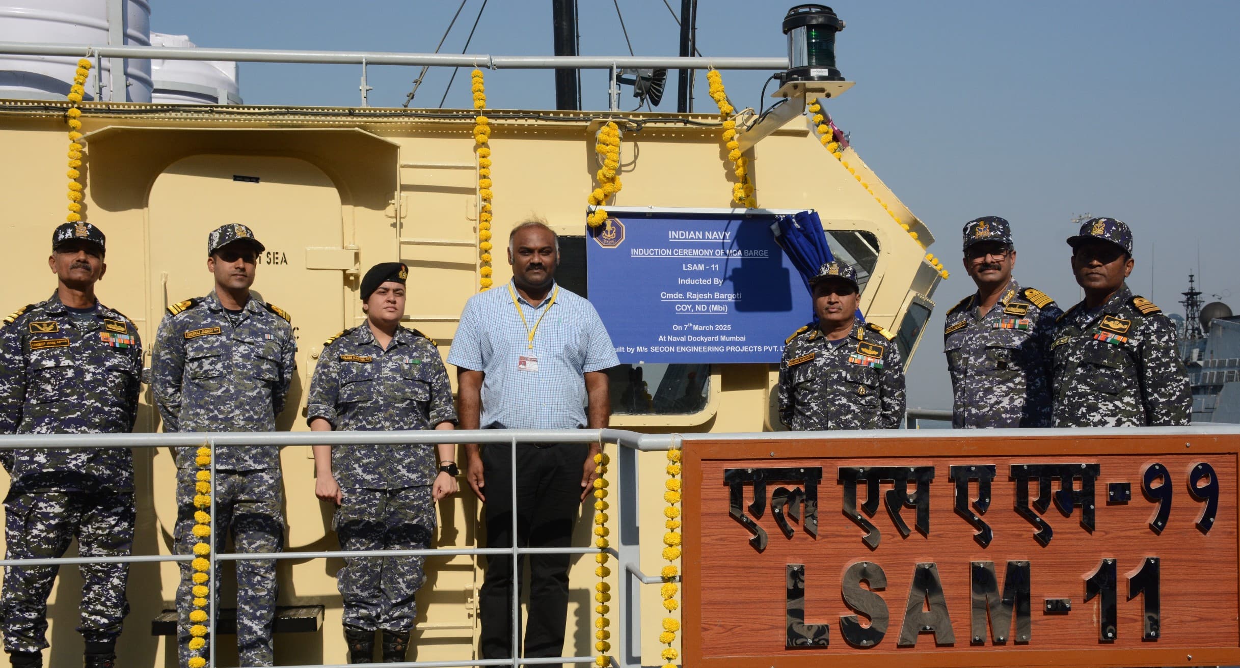 Eighth MCA Barge LSAM 11 Commissioned at Naval Dockyard, Mumbai